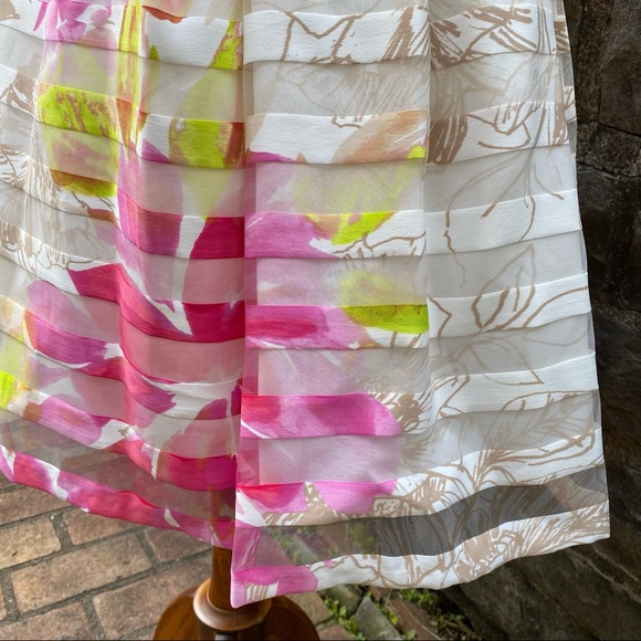 Floral Pink and Green Sleeveless Dress - Picture 6 of 14